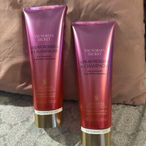 Victoria's Secret Strawberries & Champagne Fragrance Lotion - Pink and Red